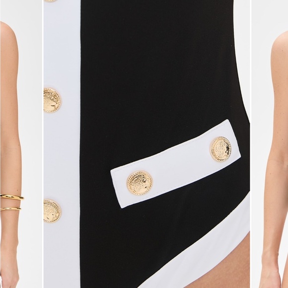Stylish Black and White Buttoned Swimsuit - Picture 13 of 13